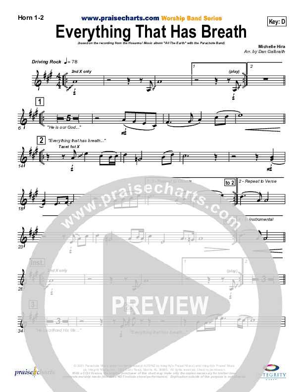 Everything That Has Breath French Horn 1/2 (Parachute Band)