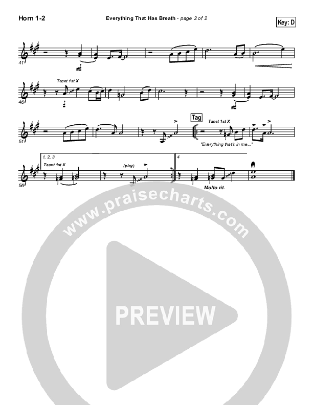 Everything That Has Breath French Horn 1/2 (Parachute Band)