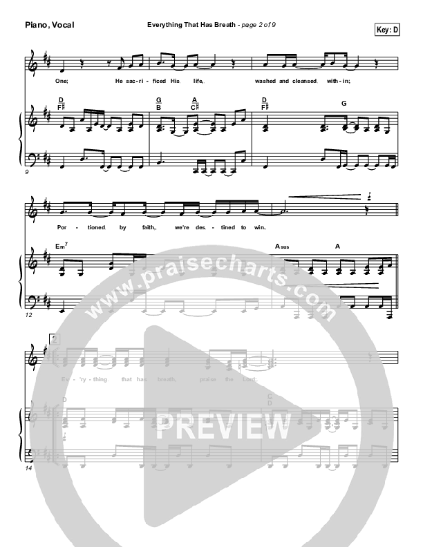 Everything That Has Breath Piano/Vocal & Lead (Parachute Band)