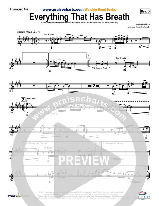 Everything That Has Breath Trumpet 1,2 (Parachute Band)