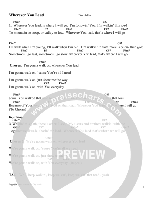 Wherever You Lead Chord Chart (Heart Of The City)