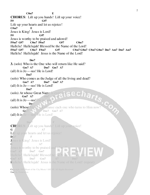 Who Is The One Chord Chart (Heart Of The City)