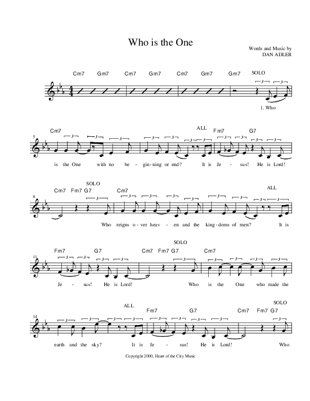 Who Is The One Lead Sheet (Heart Of The City)