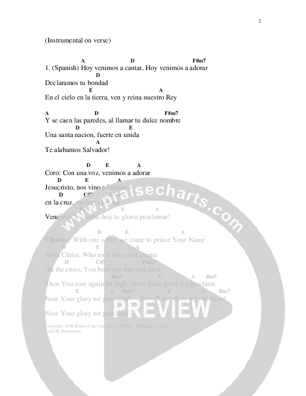 With One Voice Chord Chart (Heart Of The City)