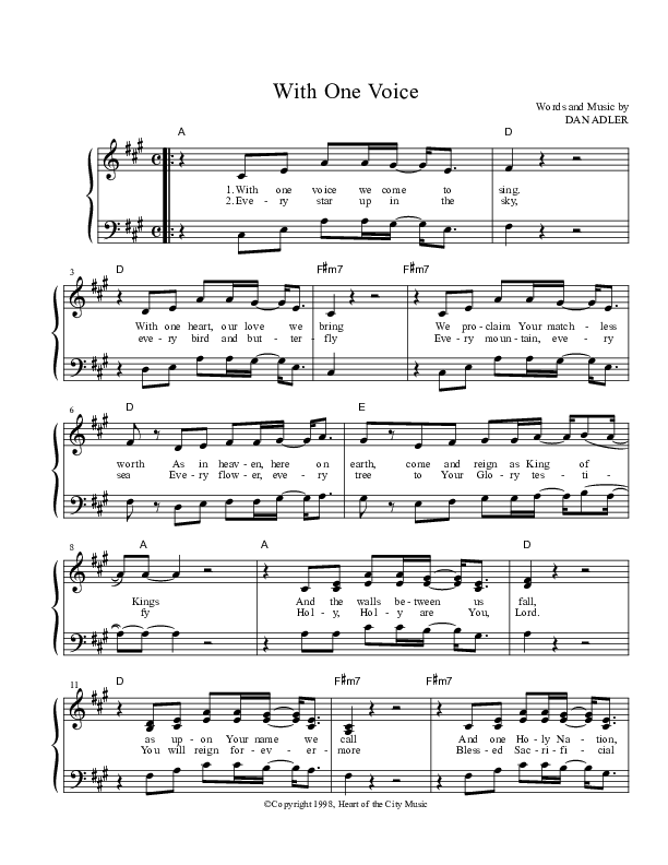 With One Voice Lead Sheet (Heart Of The City)