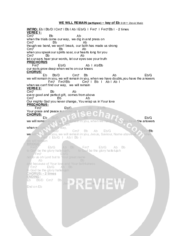 We Will Remain Chords & Lyrics (Dave Pettigrew)