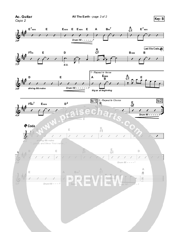 All The Earth Acoustic Guitar (Parachute Band)