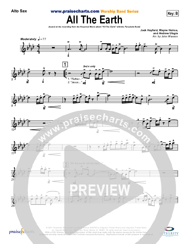 All The Earth Alto Sax (Parachute Band)