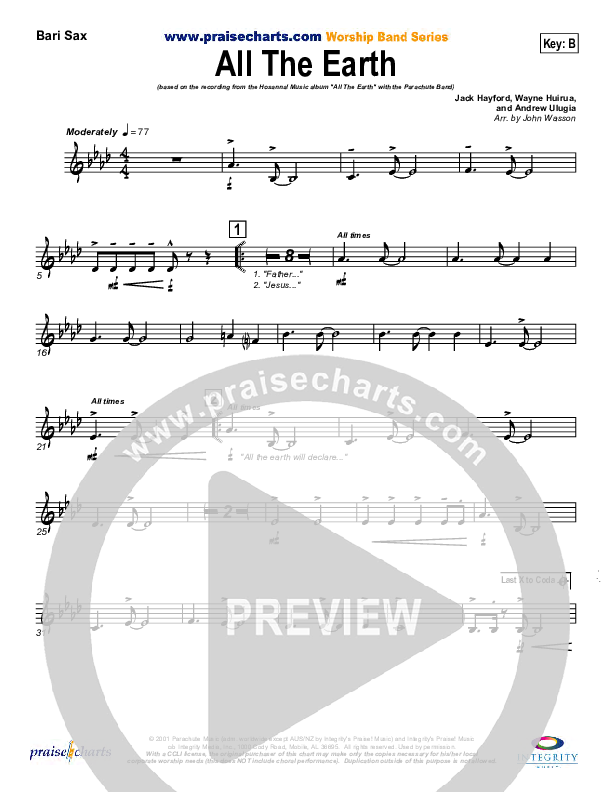 All The Earth Bari Sax (Parachute Band)