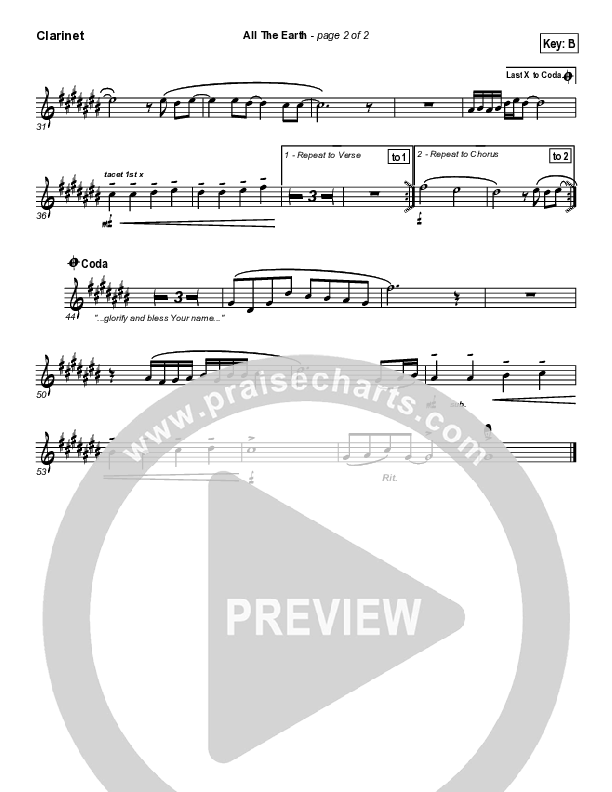 All The Earth Clarinet (Parachute Band)