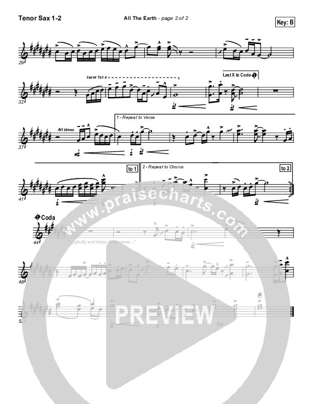 All The Earth Tenor Sax 1/2 (Parachute Band)