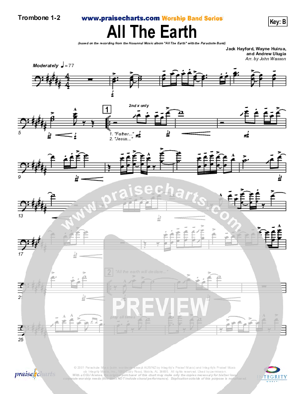 All The Earth Trombone 1/2 (Parachute Band)