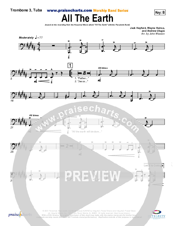 All The Earth Trombone 3/Tuba (Parachute Band)