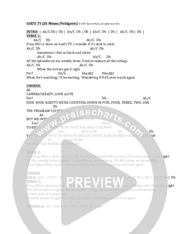 God's TV Chords & Lyrics (Dave Pettigrew)