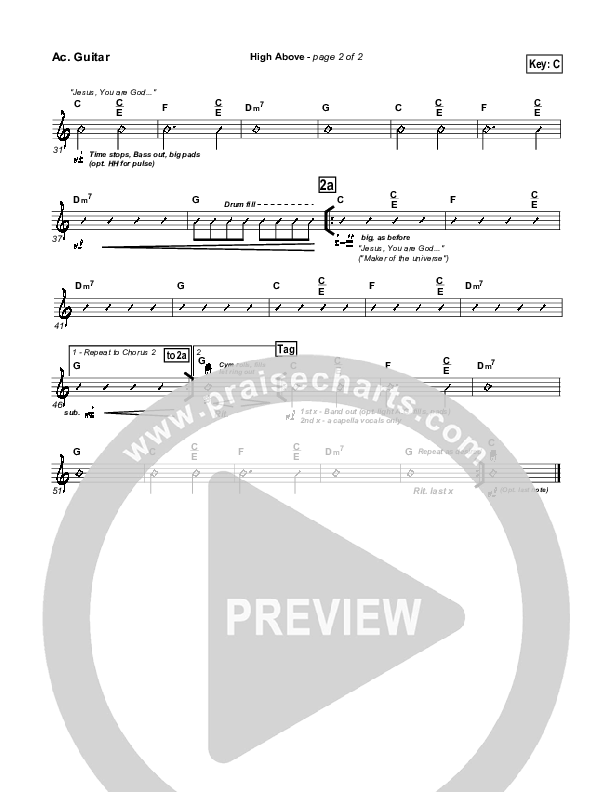 High Above Acoustic Guitar (Parachute Band)