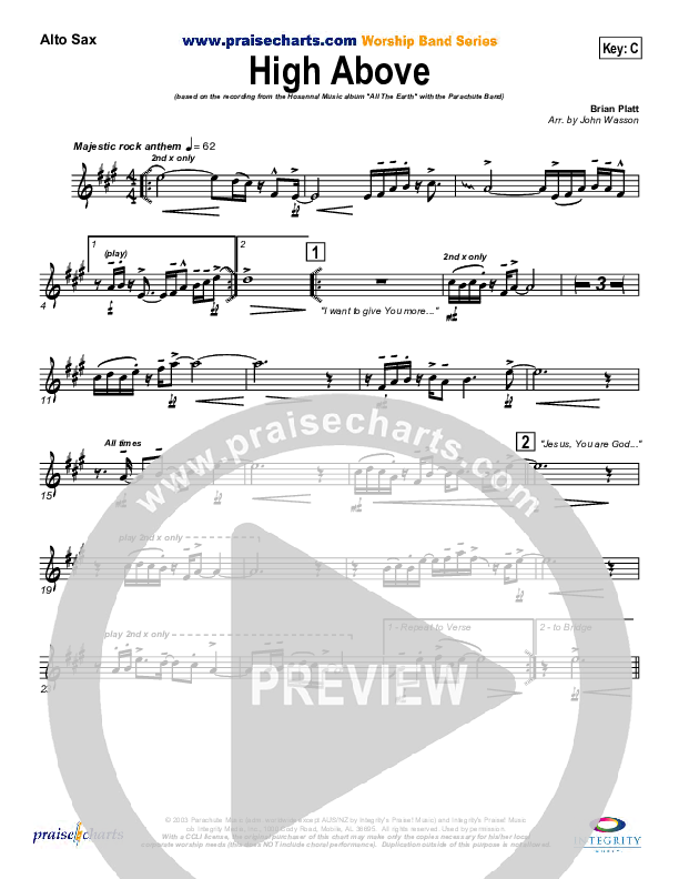 High Above Alto Sax (Parachute Band)