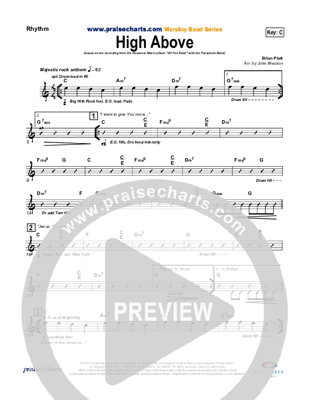 High Above Rhythm Chart (Parachute Band)