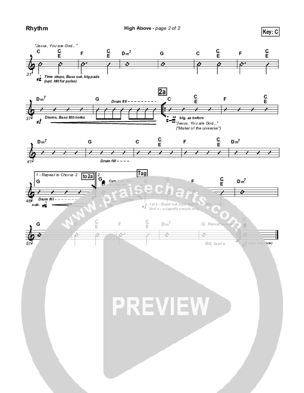 High Above Rhythm Chart (Parachute Band)