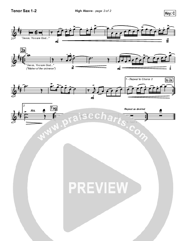 High Above Tenor Sax 1/2 (Parachute Band)