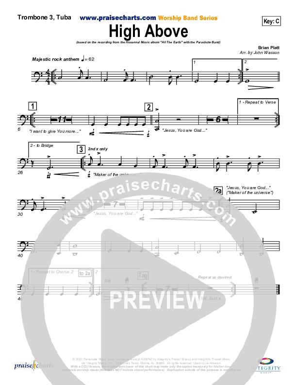 High Above Trombone 3/Tuba (Parachute Band)