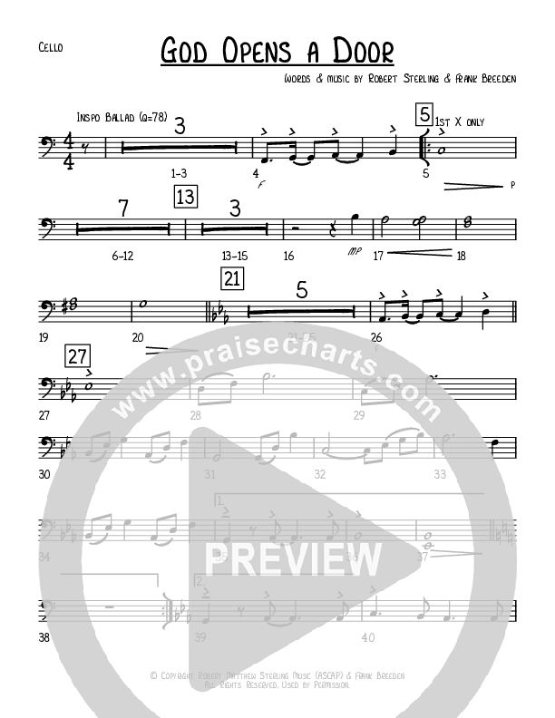 God Opens A Door Cello (Robert Sterling)