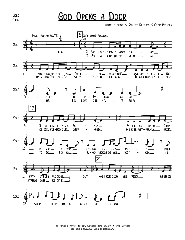 God Opens A Door Choir Sheet (Robert Sterling)