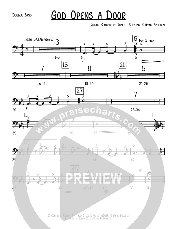 God Opens A Door Double Bass (Robert Sterling)
