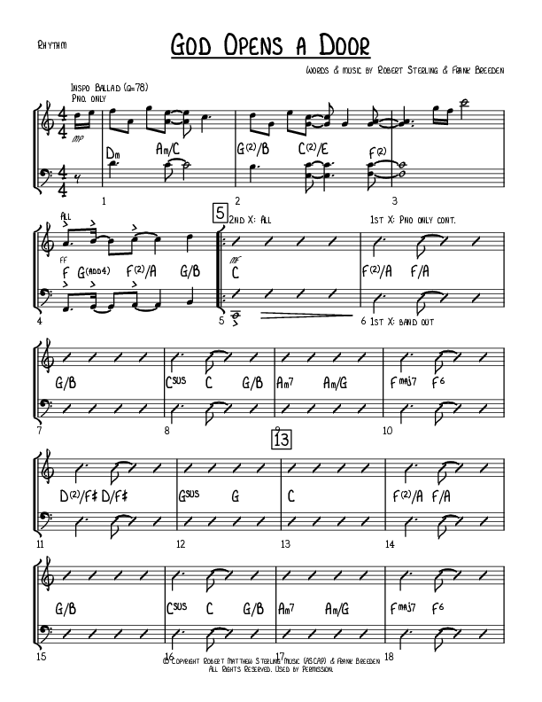 God Opens A Door Rhythm Chart (Robert Sterling)