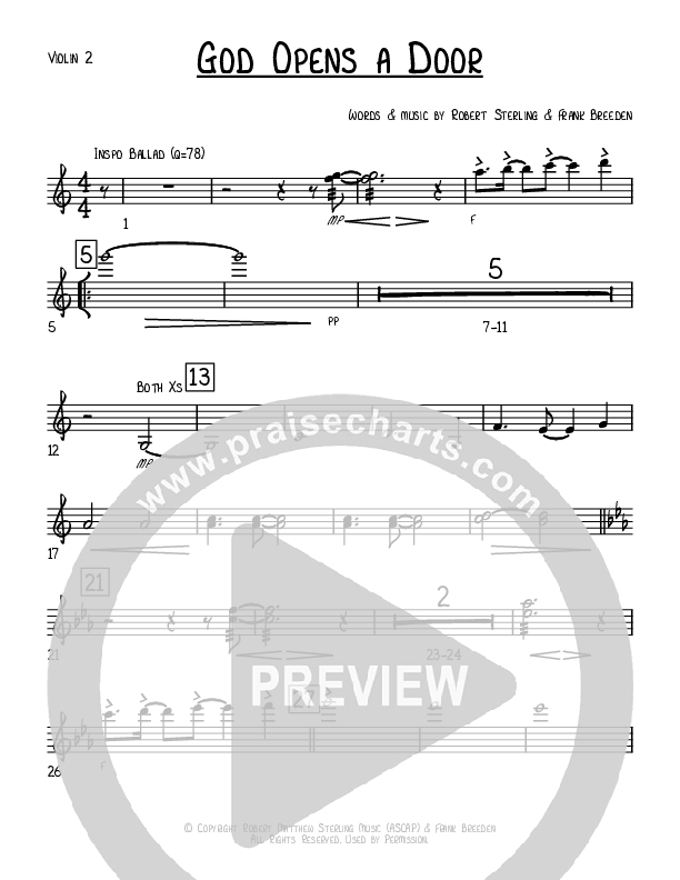 God Opens A Door Violin 2 (Robert Sterling)