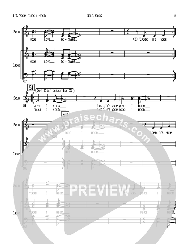 It's Your Peace I Need Choir Sheet (Robert Sterling)