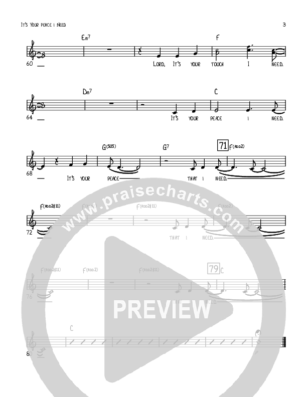 It's Your Peace I Need Lead Sheet (Robert Sterling)