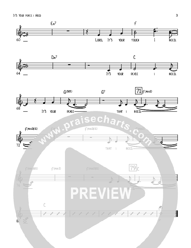 It's Your Peace I Need Lead Sheet (Robert Sterling)