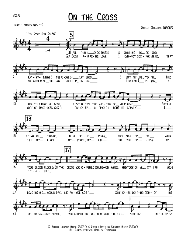 On The Cross Lead Sheet (Robert Sterling)