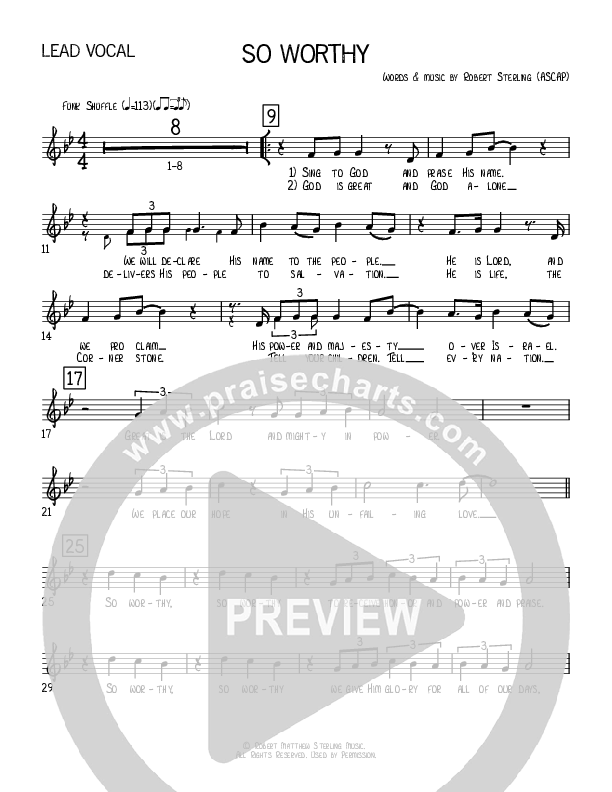So Worthy Sheet Music Version (Robert Sterling)