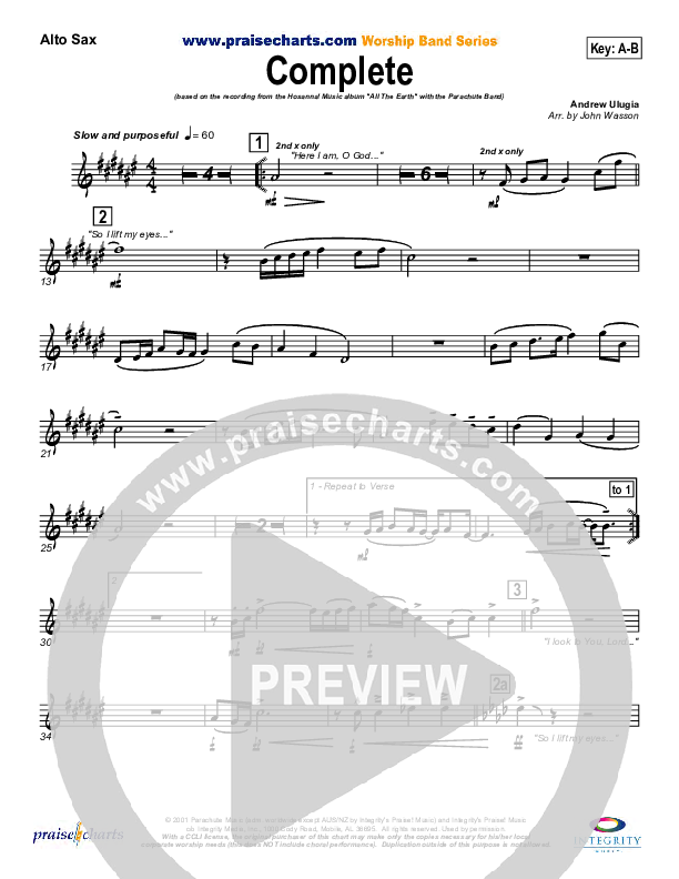 Complete Alto Sax (Parachute Band)