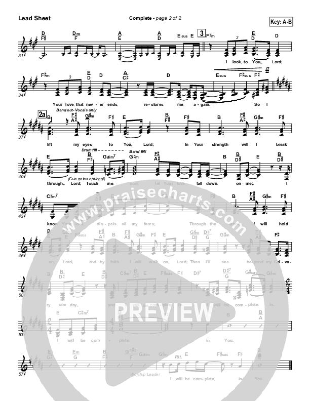 Complete Lead Sheet (SAT) (Parachute Band)