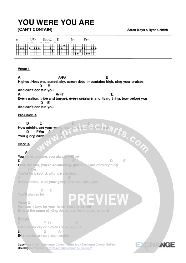 You Were You Are Chords & Lyrics (Bluetree)