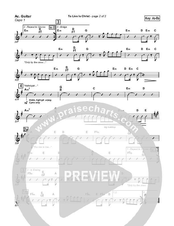 To Live Is Christ Acoustic Guitar (Parachute Band)