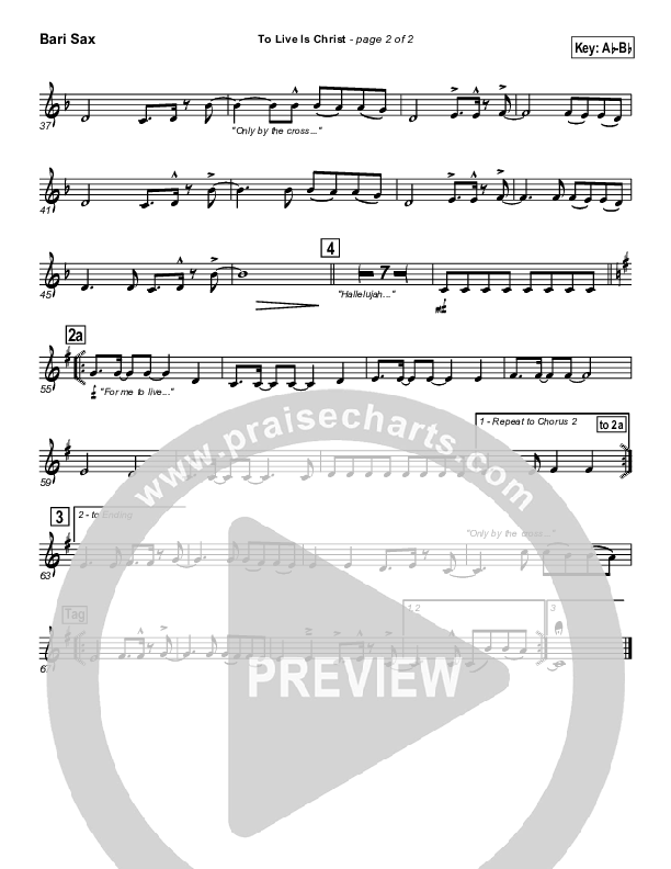To Live Is Christ Bari Sax (Parachute Band)