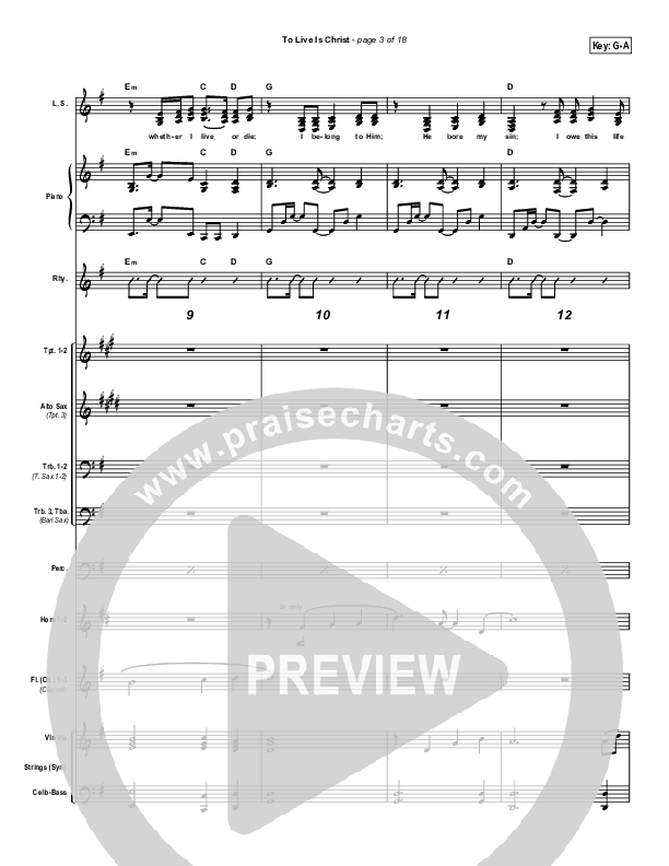 To Live Is Christ Conductor's Score (Parachute Band)