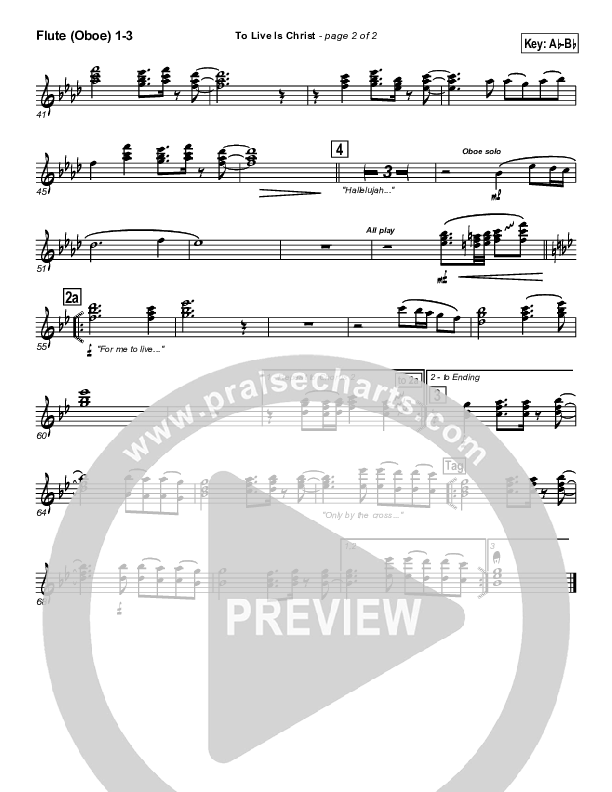 To Live Is Christ Flute/Oboe 1/2/3 (Parachute Band)