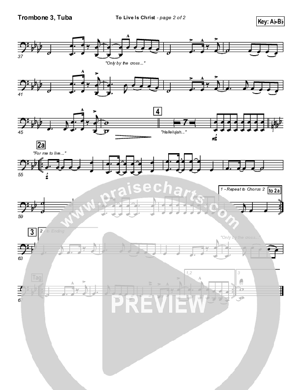 To Live Is Christ Trombone 3/Tuba (Parachute Band)