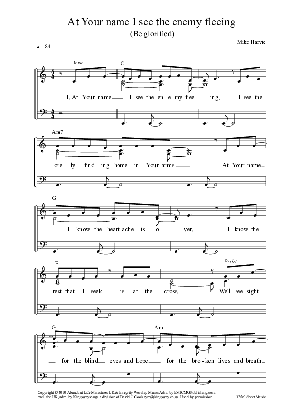 Be Glorified Piano Sheet (ALM:uk)