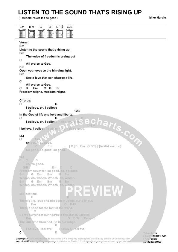 Freedom Never Felt So Good Chord Chart (ALM:uk)