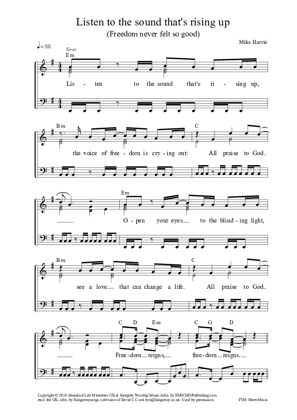 Freedom Never Felt So Good Piano Sheet (ALM:uk)