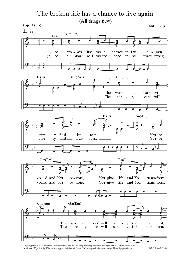 All Things New Piano Sheet (ALM:uk)