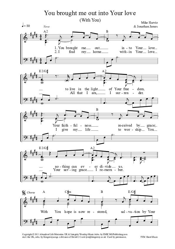 With You Piano Sheet (ALM:uk)