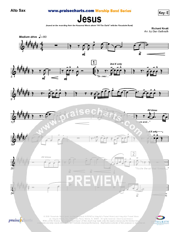 Jesus Alto Sax (Parachute Band)