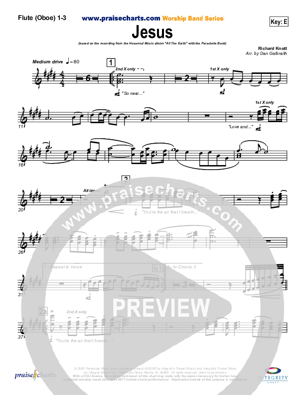 Jesus Flute/Oboe 1/2/3 (Parachute Band)