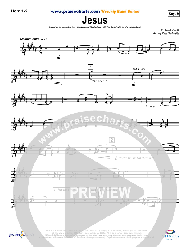 Jesus French Horn 1/2 (Parachute Band)